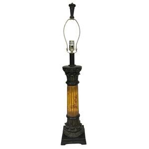 Vintage Neoclassical Empire-Style Column Table Lamp Old World Traditional Ornate
